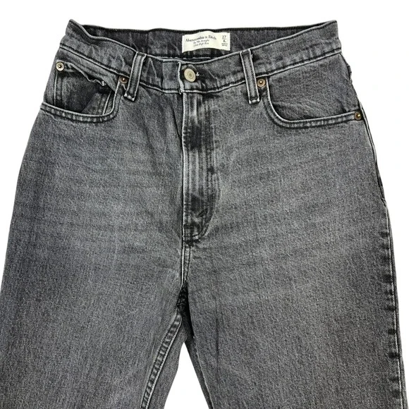 Abercrombie 90s Straight Jeans 4-Long/27L Ultra High-Rise Black Wash Retro Goth - Picture 5 of 9